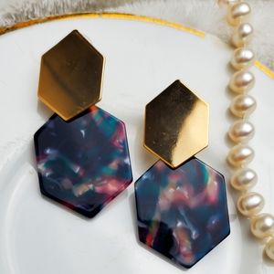 🌟5/$25 Geometric Purple Marble Earrings